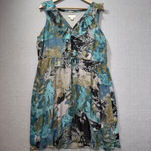 Loft Feminine Flirty Boho Ruffle Sleeveless Dress XL Flattering Flowy Artsy